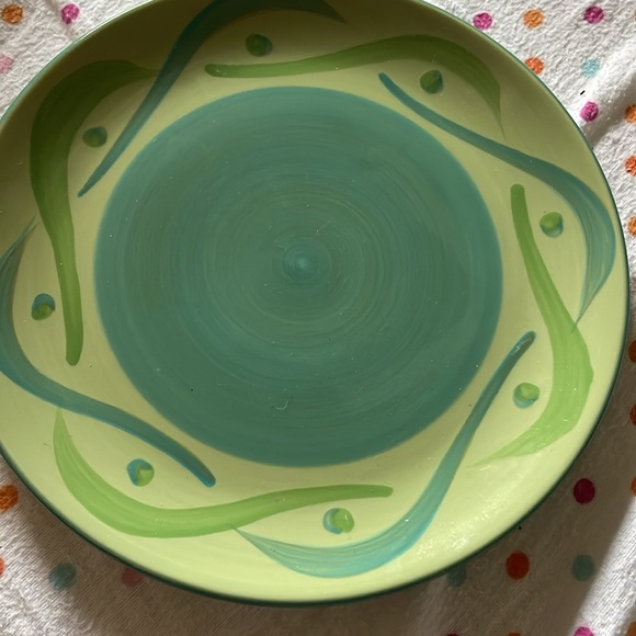 2 Gail Pittman Provence Salad Plates, Green Blue Abstract Swirl - Picture 2 of 3